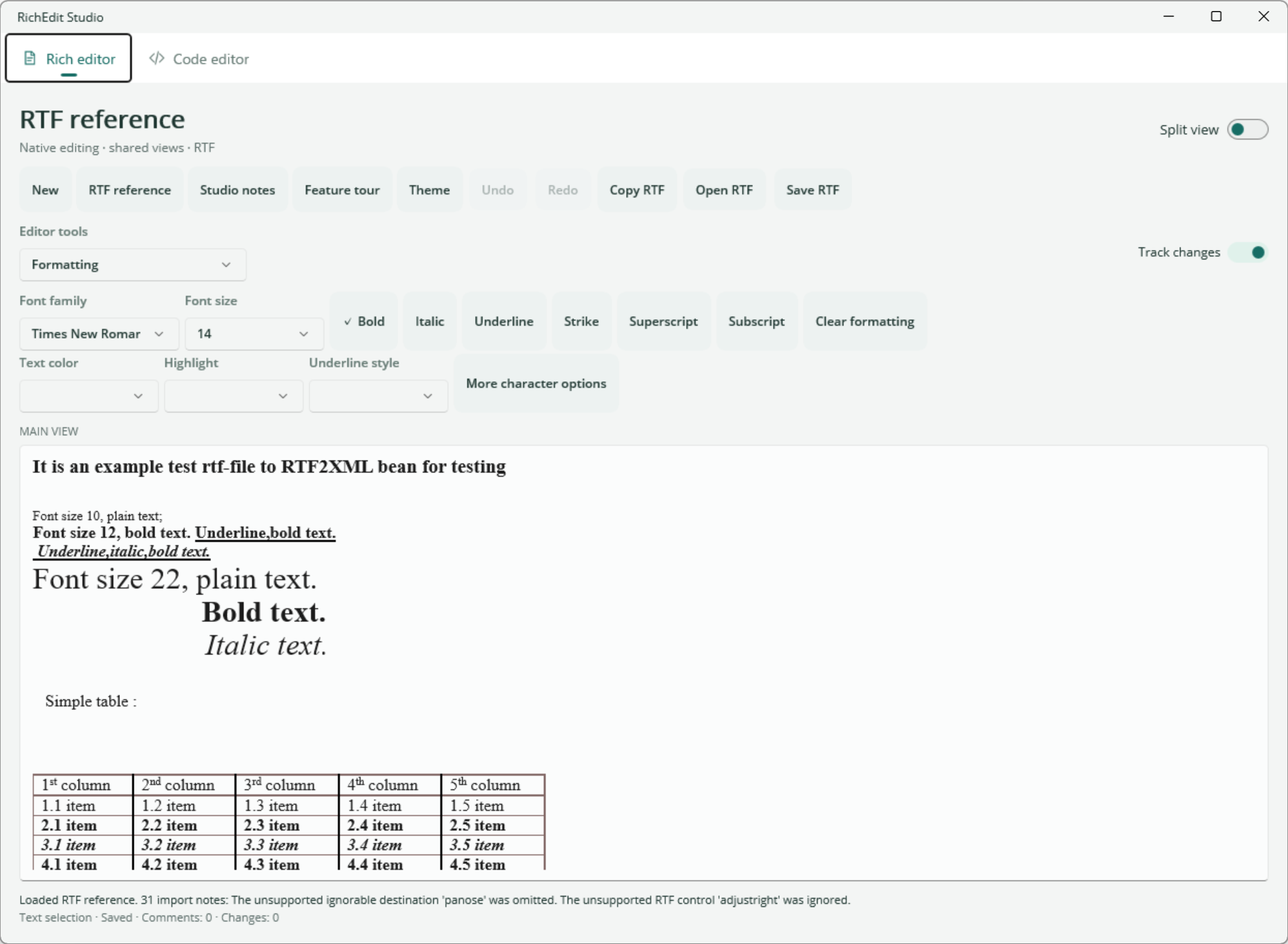 Native rich editor